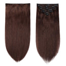 S-noilite Clip in Human Hair Extensions 100% Real Remy Thick True Double Weft Full Head 8 Pieces 18 clips Straight silky (14 inch - 120g,Medium Brown (