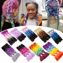 Ombre Jumbo Braiding Hair 24 inch Jumbo Braid Hair Extensions Jumbo Box Braids Crochet Hair Long for Women Kids DIY High Temperature Synthetic Fiber 3 Tones Black+ Blue+ Pink 6 Bundles Benehair