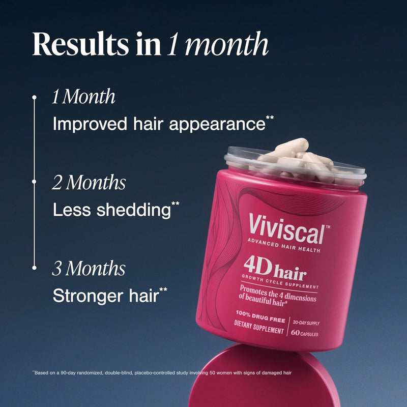 Viviscal 4D Hair Growth Cycle Supplements for Women for Full, Strong, and Healthy Hair; Made with Keratin, Vitamin A, Biotin, Zinc, 30 Day Supply, 60 Count Infinity Warehouse
