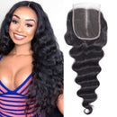 Brazilian Human Hair Closure 20inch 4x4 Loose Deep Weave Lace Closure Middle Part Hand Made Loose Deep Lace Front Closure Natural Black Brazilian Virgin Hair Top Swiss Lace Closure Afrodiva