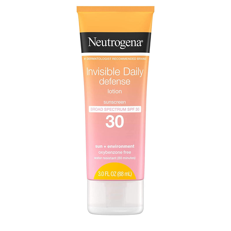Neutrogena Invisible Daily Defense Sunscreen Lotion, Broad Spectrum SPF 30, Oxybenzone-Free & Water-Resistant, Sun & Environmental Aggressor Protection, Antioxidant Complex, 3.0 fl. oz Neutrogena Store