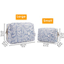 Large Makeup Bag Zipper Pouch Travel Cosmetic Organizer for Women and Girls (Large, Blue Leaf) Narwey Store