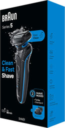 Braun Electric Shaver for Men, Series 5 5120s, Wet & Dry Shave, Turbo Shaving Mode, Foil Shaver, Engineered in Germany, with Beard Trimmer & Attachments, Blue Infinity Warehouse