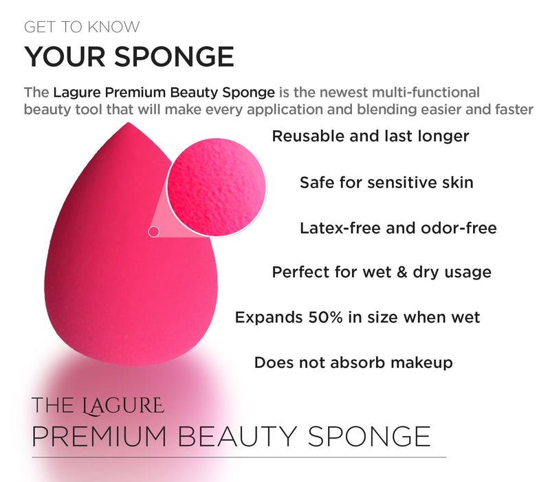 Beauty Sponge Makeup Blender - Latex Free Makeup Sponges for Most Flawless Powder, Cream or Liquid Application Lagure