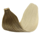 GOO GOO 20 Inch Human Hair Extensions Tape in Balayage Ash Brown to Platinum Blonde Hair Extensions 20pcs 50g Tape in Hair Extensions Natural Remy Human Hair Extensions GOO GOO Store