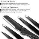 Eyebrow Kit, HOCOSY 8 in 1 Tweezers for Eyebrows, Professional Brow Grooming,Shaper,Trimming Set include Eyebrow Razor,Brush,Scissors,Brown Pencil,with Travel Case HOCOSY