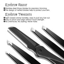 Eyebrow Kit, HOCOSY 8 in 1 Tweezers for Eyebrows, Professional Brow Grooming,Shaper,Trimming Set include Eyebrow Razor,Brush,Scissors,Brown Pencil,with Travel Case HOCOSY