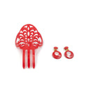 Ole Ole Flamenco Girl Comb Red with Clip Earrings bundle Flamenco Dancer Spanish Combs Peineta Flamenca Ornamental Hair Pins Ole Ole Flamenco
