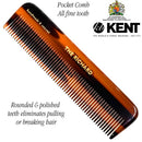 Kent A FOT Handmade Pocket Comb for Men Limited Edition, All Fine Tooth Hair Comb Straightener for Everyday Grooming Styling Hair, Beard and Mustache, Saw Cut and Hand Polished, Made in England KENT Store
