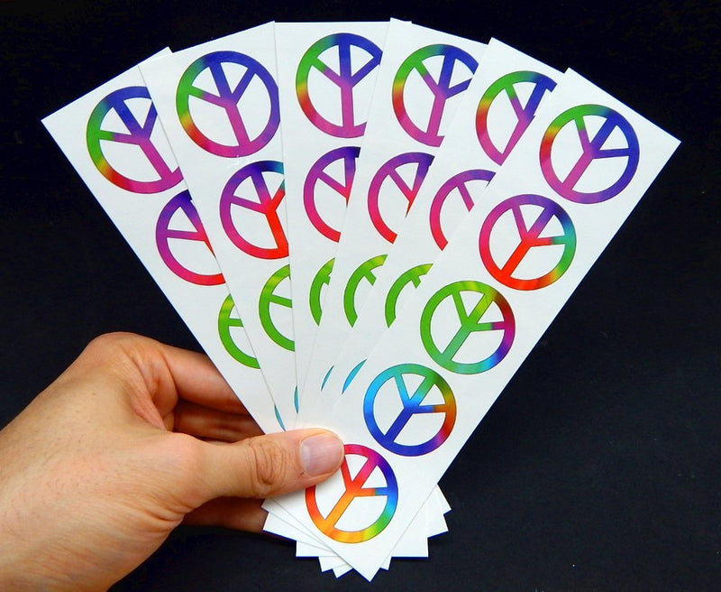 Rainbow Peace Symbol Sign Tattoos, 60's Hippie Party Favors PremiumTT temporary tattoos