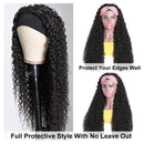 UNice Hair Headband Scarf Human Hair Wig Curly Hair, Brazilian Virgin Human Hair Glueless Non Lace Front Wig for Black Women Wear and Go Wig 150% Density 18inch UNICE Store