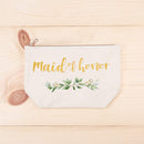 ElegantPark Maid of Honor Bridesmaid Cosmetic Bag Travel Makeup Bag for Women Bridal Shower Gifts Wedding Party Pouch Zipper Canvas ElegantPark