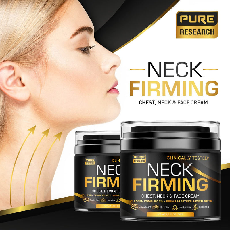 PURE RESEARCH Neck Firming Cream - Anti Wrinkle Cream Day & Night Face Neck and Décolleté Cream - Moisturizing, Lifting & Hydrating Infinity Warehouse