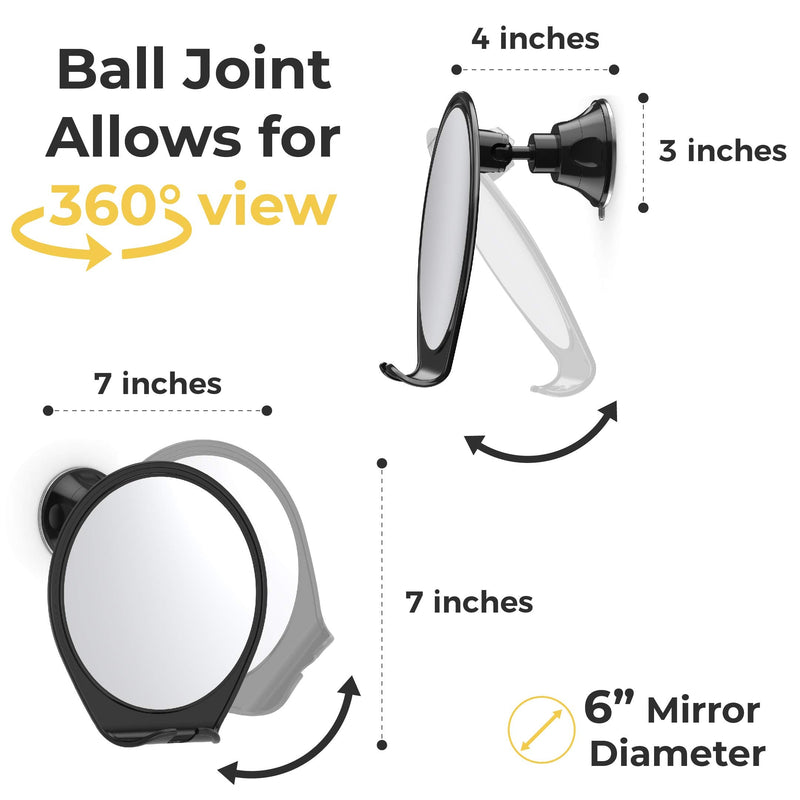 HoneyBull Shower Mirror Fogless for Shaving - with Suction, Razor Holder for Shower & Swivel, Mirrors, Shower Accessories, Bathroom Mirror, Bathroom Accessories, Holds Razors for Men (Black) HONEYBULL
