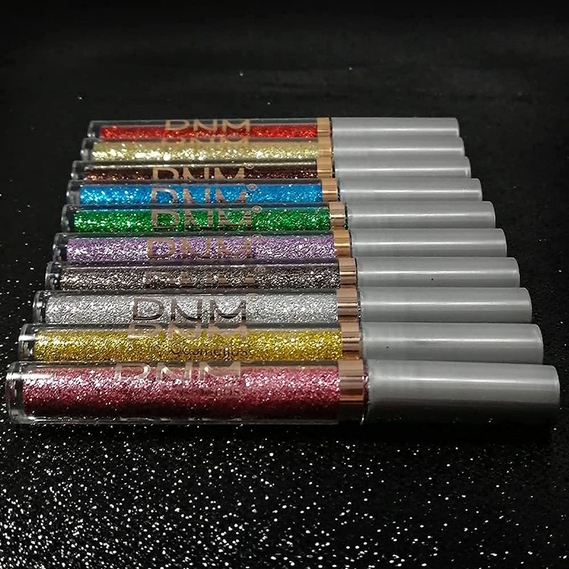 10 Colors Glitter Sparkle Sparkly Sparkling Eyeliner Liquid Makeup Set delineadores de colores,DNM Liquid Glitter Eyeliner Colorful Set Gold Silver white Red Shimmer Liquid Eyeliner Liner for Eyes 04 DNM