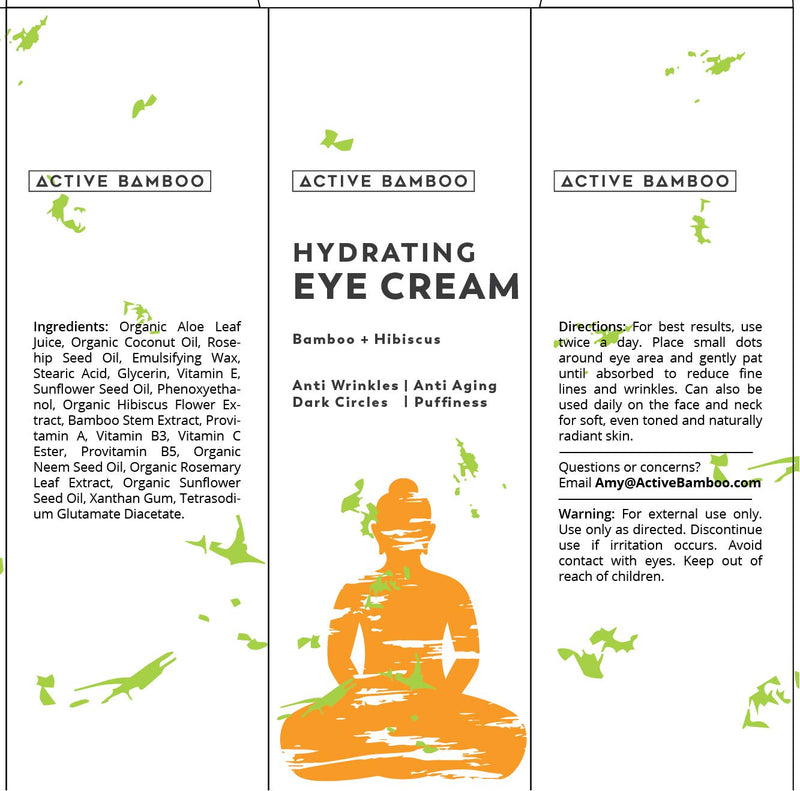 Anti Aging Eye Cream Dark Circles Wrinkles Eye Bags Fine Lines Puffiness. Best Anti Aging Eye Cream Moisturizer for Wrinkles, Crows feet, Puffy Eyes Active Bamboo