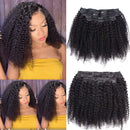 LONG YAO Afro Kinky Curly Clip in Hair Extensions Human Hair For Black Women 8A Brazilian Real Remy Hair Kinky Curly Human Hair Clip ins (16 Inch, Arfo Kinky Curly Clip in Hair Extensions) LONG YAO