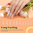 Beetles Coffin Nail Tips Nail Gel Kit, 2 In 1 Nail Gel Base Coat with Long False Nail and U V LED Nail Lamp for Acrylic Nail/Dip Powder Nails/Poly Nail Extension Gel Nail Art DIY Home beetles Gel Polish