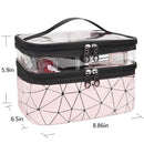 MKPCW Makeup Bags Double layer Travel Cosmetic Cases Make up Organizer Toiletry Bags (Pink) MKPCW Store