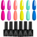 Beetles Gel Nail Polish Set - Summer Pool Party Collection 6 Colors Turquoise Purple Blue Pink Neon Gel Polish Kit Rainbow Yellow Green Nail Gel Polish Soak Off LED Lamp DIY Home Salon Nail Art Gift beetles Gel Polish