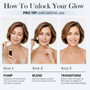 Color Changing Foundation with Professional Brush for Mature Skin: No Settling, Buildable Coverage, 12-Hour Hydration & Wear, Light to Medium Tones, Fragrance-Free - 1 FL OZ Infinity Warehouse