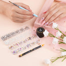 Beetles Gel Polish Nail Art Rhinestones,Crystal Glass AB Rhinestone Gems (120 + 3456 Pcs）for Gel Nail Polish/Nail Dipping Powder/Nail Acrylic Powder Decoration with Nail Rhinestone Glue and Nail Brush beetles Gel Polish Store