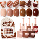 Double Rhythm 6 Pcs 15 ML Gel Polish Set Same Color Same Bottle Soak Off Gel Polish Kit Nail Art Manicure Salon DIY at Home for Women (Jelly Burgundy Red Glitter Silver -T6-56) Infinity Warehouse