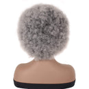 PWEOUKE 4 Inch Grey Afro Wig for Black Women Lightweight Synthetic Wig Fluffy Afro Curly Hair for Party and Daily High Temperature Fiber Short Afro Kinky Curly Wigs Full Wigs GREY