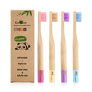 GoWoo 100% Natural Bamboo Toothbrush Soft - Organic Eco Friendly Toothbrushes with Soft Nylon Bristles, BPA-Free, Biodegradable, Dental Care Set (Pack of 4, Kids, Rainbow) GoWoo