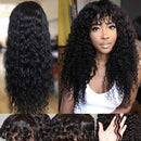 Water Short bob Wigs with Bangs Brazilian Virgin Human Hair Wigs None Lace Front Wigs With Bangs 130% Density Glueless Machine Made Wigs For Black Women 18 Inch Beafay Hair