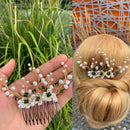Yean Bride Flower Wedding Hair Comb Silver Bridal Hair Piece Pearl Hair Accessories for Women and Girls Yean