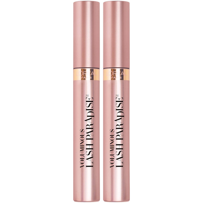 L'Oreal Paris Voluminous Makeup Lash Paradise Mascara, Voluptuous Volume, Intense Length, Feathery Soft Full Lashes, No Flaking, No Smudging, No Clumping, Black Brown, 2 Count L'Oreal Paris