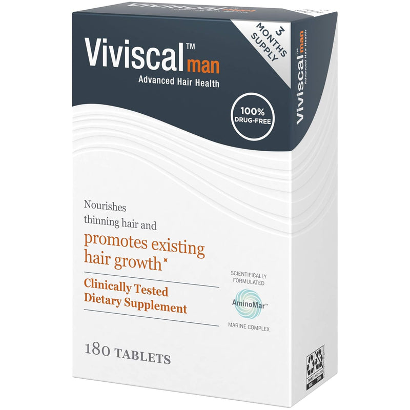 Viviscal Men's Hair Growth Supplements for Thicker Fuller Hair, Clinically Proven Collagen Complex, 180 Tablets 3 Month Supply Infinity Warehouse