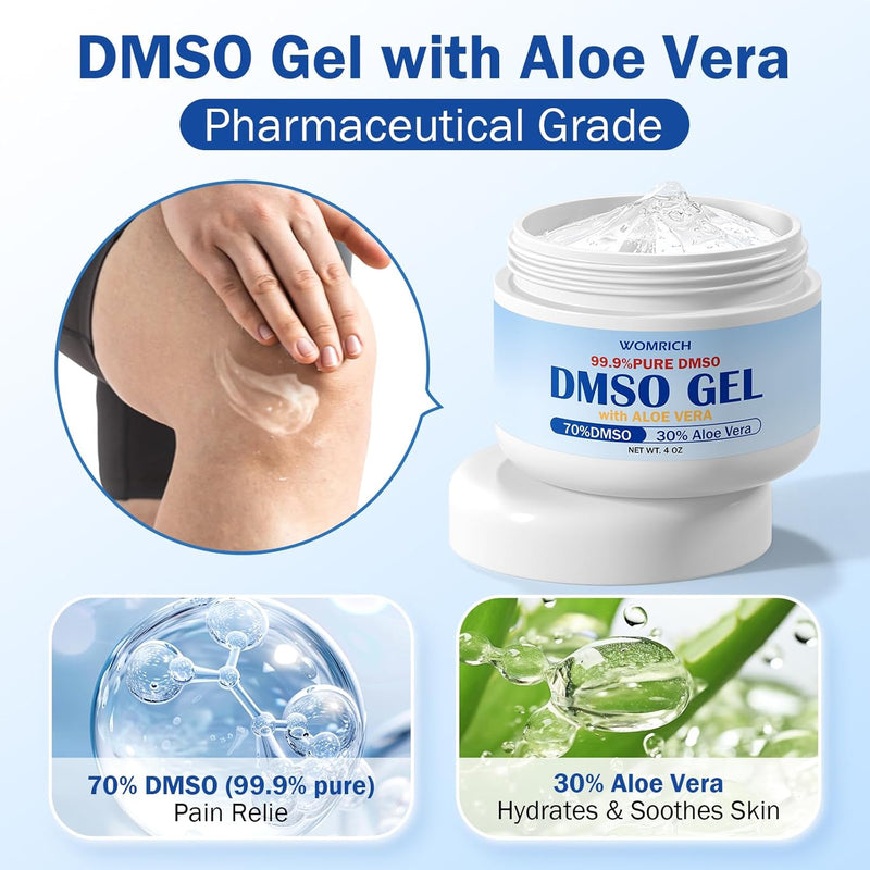 DMSO Gel with Aloe Vera - DMSO Pharmaceutical Grade - Dimethyl Sulfoxide Cream 4 Oz - DMSO for Pain - High Purity & Low Odor Infinity Warehouse