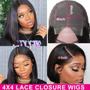 Unice Hair Blunt Cut Bob Human Hair Closure Wig for Black Women, Brazilian Remy Straight Hair Short 4x4 Lace Closure Wigs With Baby Hair 150% Density UNICE Store