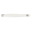 Regine Switzerland Slant Tweezer - Handmade in Switzerland - Professional Eyebrow & Facial Hair Remover - Etched Interior Grabs Hair from The Root - Perfectly Aligned Tips - Stainless Steel, White Regine Switzerland
