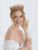 SWEETV Jeweled Queen Crown for Women, Full Round Baroque Tiaras and Crowns, Crystal Costume Party Headpieces for Wedding Birthday Halloween Prom,Pink SWEETV Store
