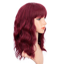 ENTRANCED STYLES Wine Red Wigs with Bangs for Women Synthetic Short Wavy Bob Wigs Wine Red Color 14 Inches Curly Wig Natural Looking ENTRANCED STYLES