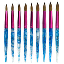 PANA USA Kolinsky 3D Acrylic Nail Brushes with Liquid Glitter Handle Stainless Steel - Silver Glitter Color, Size 5 - For Professional Acrylic Powder Liquid Manicure Pedicure PANA
