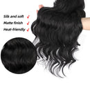Stamped Glorious 24 Inch Long Body Wave Ponytail hair Extension Synthetic Heat Resistant Wrap Around Drawstring Curly Wavy Ponytail Hairpieces for Women(24 Inch, 1B) Stamped Glorious