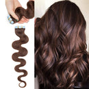 20 PCS Rooted Tape In Hair Extensions Real Human Hair Invisible Seamless Skin Weft Body Wave Highlight Double Side Tape Remy Human Hair Extensions Wavy For Women (22'',50g/20pcs,