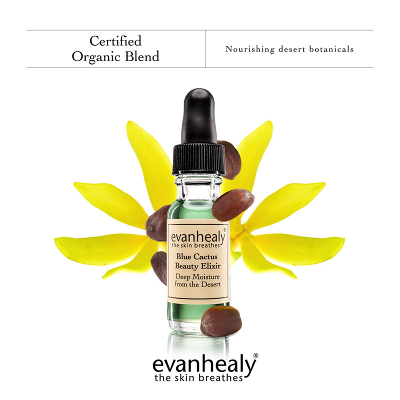 evanhealy Blue Cactus Beauty Elixir | Organic Jojoba & Prickly Pear Oils | Soothing & Hydrating Serum for All Skin Types evanhealy