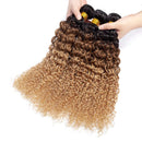 12A Ombre Brazilian Virgin Curly Hair 3 Bundles (T1B/30/27,20" 22" 24") Ombre Virgin Remy Kinky Curly Human Hair Weave Bundles 100% Unprocessed Virgin Remy Hair Bundles 3 Tone Ombre Bundles ROYAL IMPRESSION