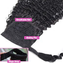 Curly Human Hair Strap Ponytail Extensions, 100% Unprocessed Brazilian Hair Wrap Around Ponytails, Magic Paste with Comb Clip in Kinky Curly Pony Tail (26", Curly Hair) ALISFEEL