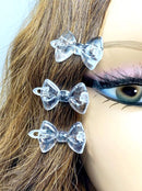 Tara Girls Self Hinge Plastic Bow Hair Barrettes 20 Pieces Selection (Clear) Tara