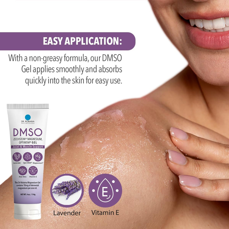 Dr. Robaina DMSO Lavender Gel - 99.9% Pure Pharmaceutical Grade | Skin Relief Formula with Zechstein Magnesium, Arnica, Aloe Vera, Vitamin E | Muscle & Joint Comfort | 4 oz | Made in USA Infinity Warehouse