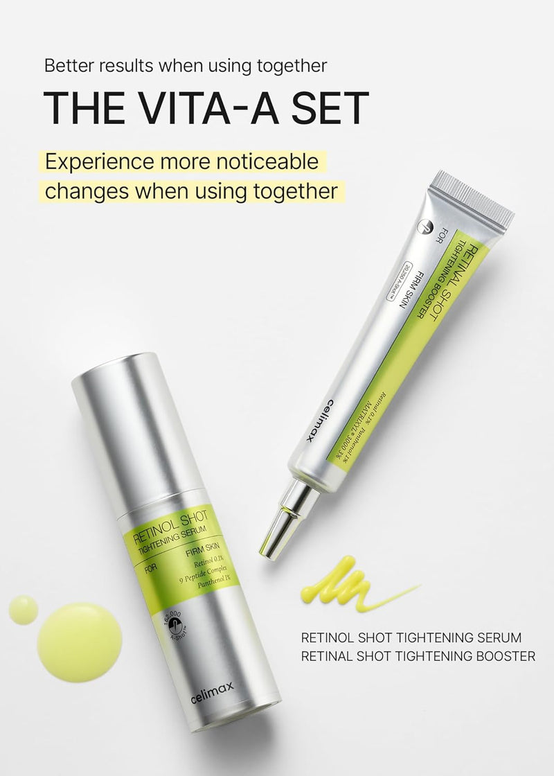 celimax The Vita A Retinol Shot Tightening Serum | with Pure Vitamin A Retinol, Peptide, Pore Minimizer, Wrinkles & Fine Lines, Firmer Skin, Anti-Aging, Skin Smoothing 30ml Infinity Warehouse