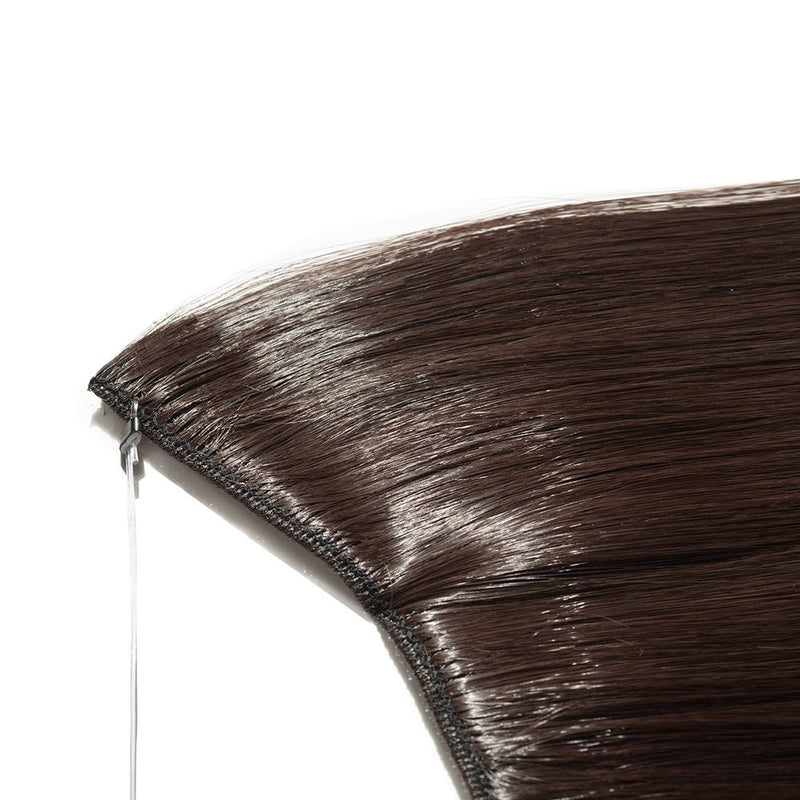 Miracle Translucent Invisible Wire Fish Line on Clip in Hair Extensions 20-24 Inch Straight Wavy Curly Synthetic Hairpieces 20 Inch Straight Dark Brown Benehair