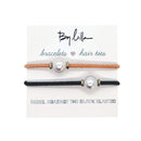 By Lilla Halo Elastic Hair Ties and Bracelets | Set of Two Hair Tie-Bracelets | Hair Accessories for Women | No Crease Hair Ties & Women’s Bracelets | Silver (Nectarine/Brown) By Lilla