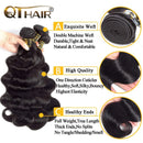 QTHAIR 12a Grade Brazilian Body Wave Human Hair Bundles with Closure(12" 14" 16"+10",3 Bundles+Middle Part Closure)130% Density Swiss Lace Closure with Brazilian Virgin Hair Weave QTHAIR Store